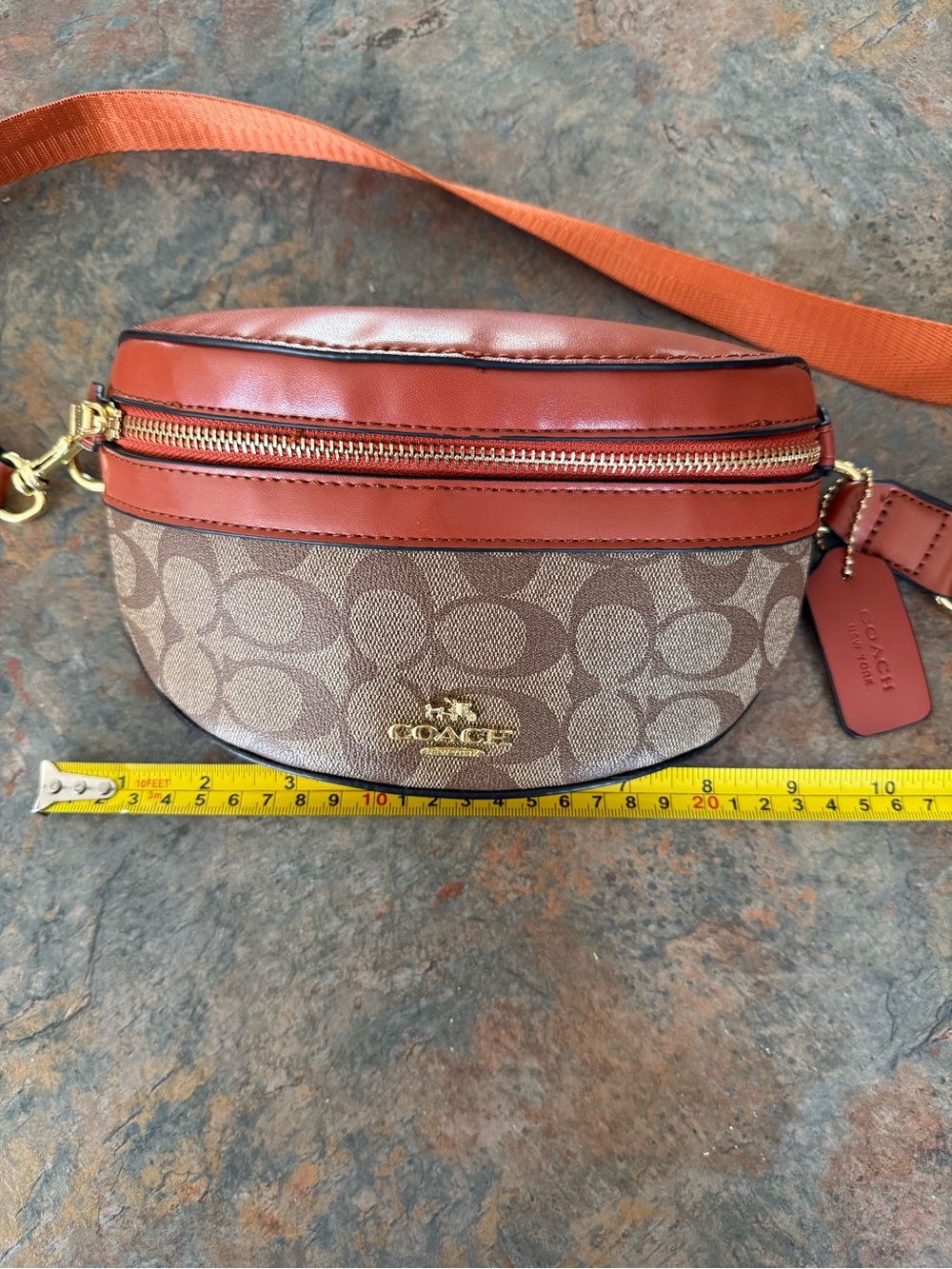 Coach Monogram Crossbody Belt Bag in Brown and Orange - Picture 9 of 9